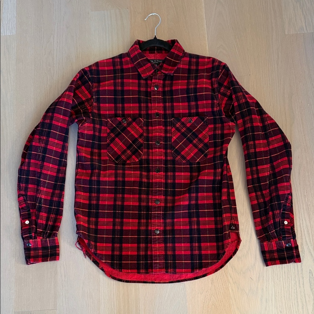 rag & bone Red and Black Plaid Button-Down Shirt NWT